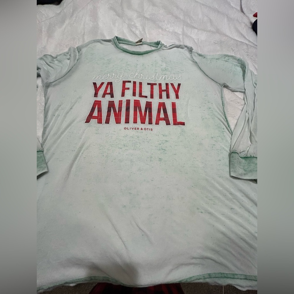 Oliver & Otis Christmas long sleeve burn out top shirt size large